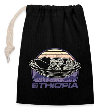 Äthiopien Afrika Fladenbrot Injera Brot Backen - Verschließbarer Geschenkbeutel aus Baumwolle (14x20cm) - Schwarz - Vorne