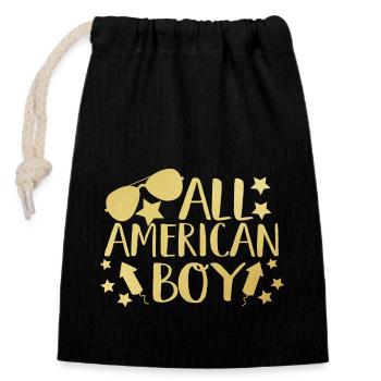 all american boy 4 juillet - Sac cadeau en coton avec cordon (14 x 20 cm) - noir - Devant