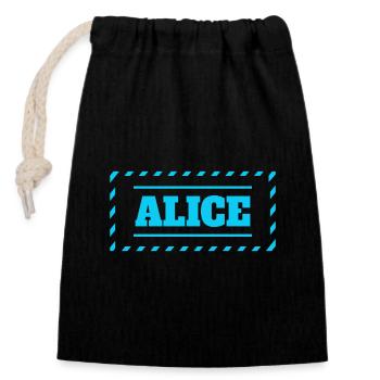 Alice Motto Saying Woman First Name - Closable cotton gift bag (14x20cm) - black - Front