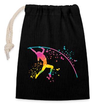 Pole Vaulter Kids Pole Vault - Closable cotton gift bag (14x20cm) - black - Front