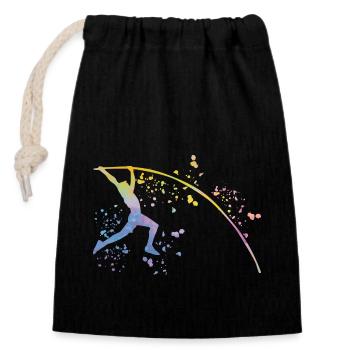 Pole Vaulter Kids Pole Vault - Closable cotton gift bag (14x20cm) - black - Front