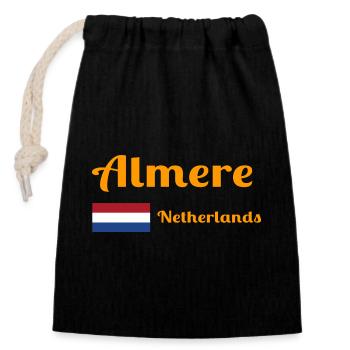 Almere Niederlande - Stilvolle Drucke - Verschließbarer Geschenkbeutel aus Baumwolle (14x20cm) - Schwarz - Vorne