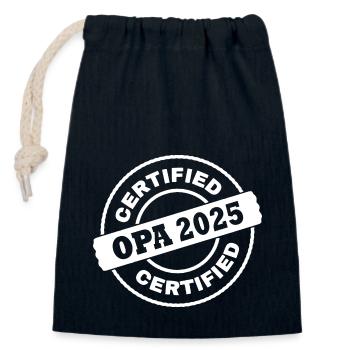 Opa 2025 - Verschließbarer Geschenkbeutel aus Baumwolle (14x20cm) - Navy - Vorne