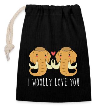 Mammouth - Sac cadeau en coton avec cordon (14 x 20 cm) - noir - Devant