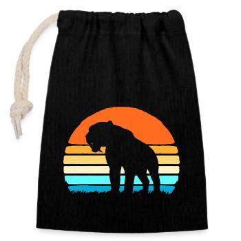 Sabre-toothed tiger - Closable cotton gift bag (14x20cm) - black - Front
