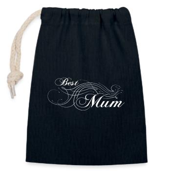 Best Mum - Closable cotton gift bag (14x20cm) - navy - Front