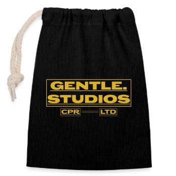 Gentle Studios – Minimalistisches Branding - Verschließbarer Geschenkbeutel aus Baumwolle (14x20cm) - Schwarz - Vorne