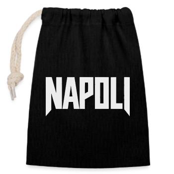 Napoli - Neapel Schriftzug weiß - Verschließbarer Geschenkbeutel aus Baumwolle (14x20cm) - Schwarz - Vorne