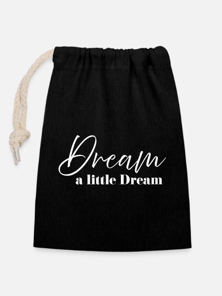 Dream a Little Dream - Verschließbarer Geschenkbeutel aus Baumwolle (14x20cm) - Schwarz