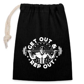 Dynamophilie Bodybuilders Sortez et rep Out Gym - Sac cadeau en coton avec cordon (14 x 20 cm) - noir - Devant