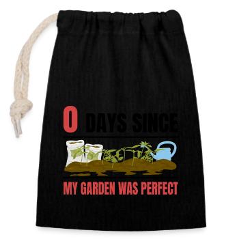 Gardener 0 Days Since My Garden Was Perfect Plant - Verschließbarer Geschenkbeutel aus Baumwolle (14x20cm) - Schwarz - Vorne