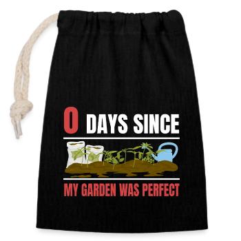 Gardener 0 Days Since My Garden Was Perfect Plant - Verschließbarer Geschenkbeutel aus Baumwolle (14x20cm) - Schwarz - Vorne