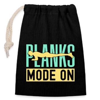 Fitness Fanatics Planks Mode On Calisthenics Gym - Verschließbarer Geschenkbeutel aus Baumwolle (14x20cm) - Schwarz - Vorne