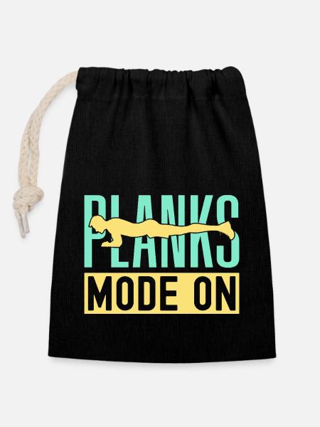 Fitness Fanatics Planks Mode On Calisthenics Gym - Closable cotton gift bag (14x20cm) - black