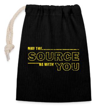 Möge die Quelle bei dir sein – Geek Tee - Verschließbarer Geschenkbeutel aus Baumwolle (14x20cm) - Schwarz - Vorne