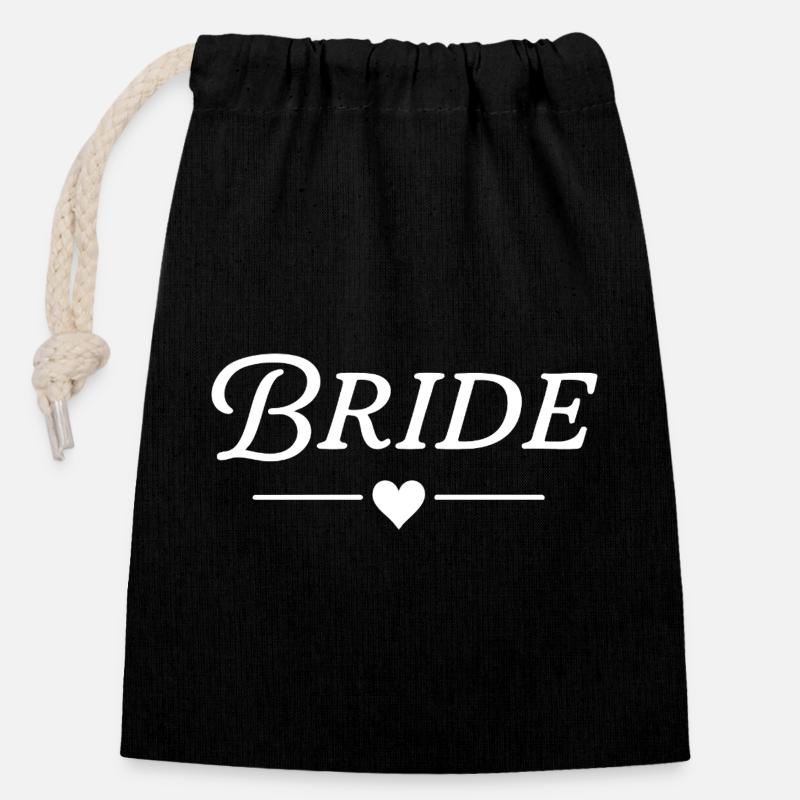 Mariée / Texte classique Blanc - Sac cadeau en coton avec cordon (14 x 20 cm) - noir