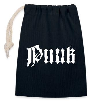 Conception typographique punk grunge gothique - Sac cadeau en coton avec cordon (14 x 20 cm) - bleu marine - Devant