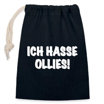 Ich hasse Ollies - Skateboarding Skater Trick - Verschließbarer Geschenkbeutel aus Baumwolle (14x20cm) - Navy - Vorne