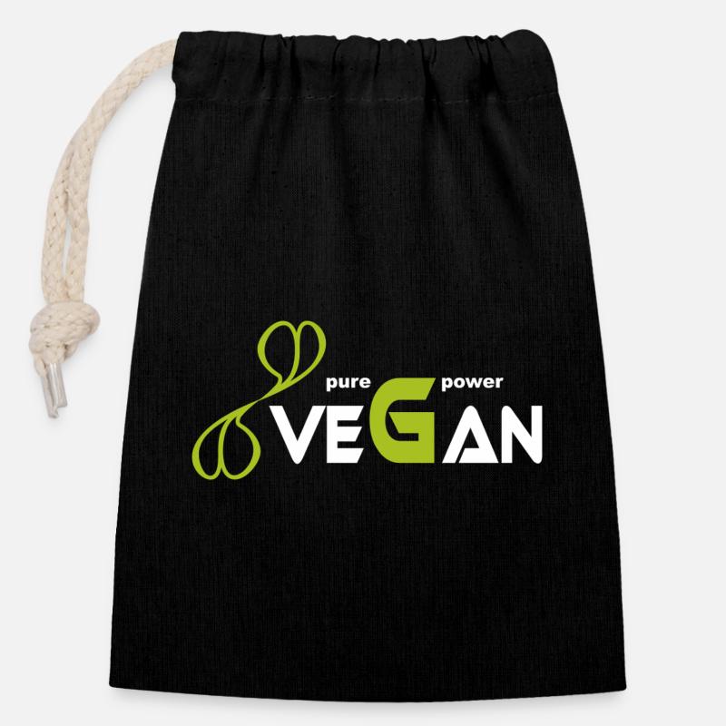pure_vegan_power - Closable cotton gift bag (14x20cm) - black