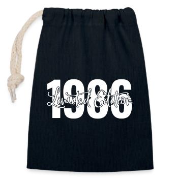 Edition limitée 1986 - Sac cadeau en coton avec cordon (14 x 20 cm) - bleu marine - Devant