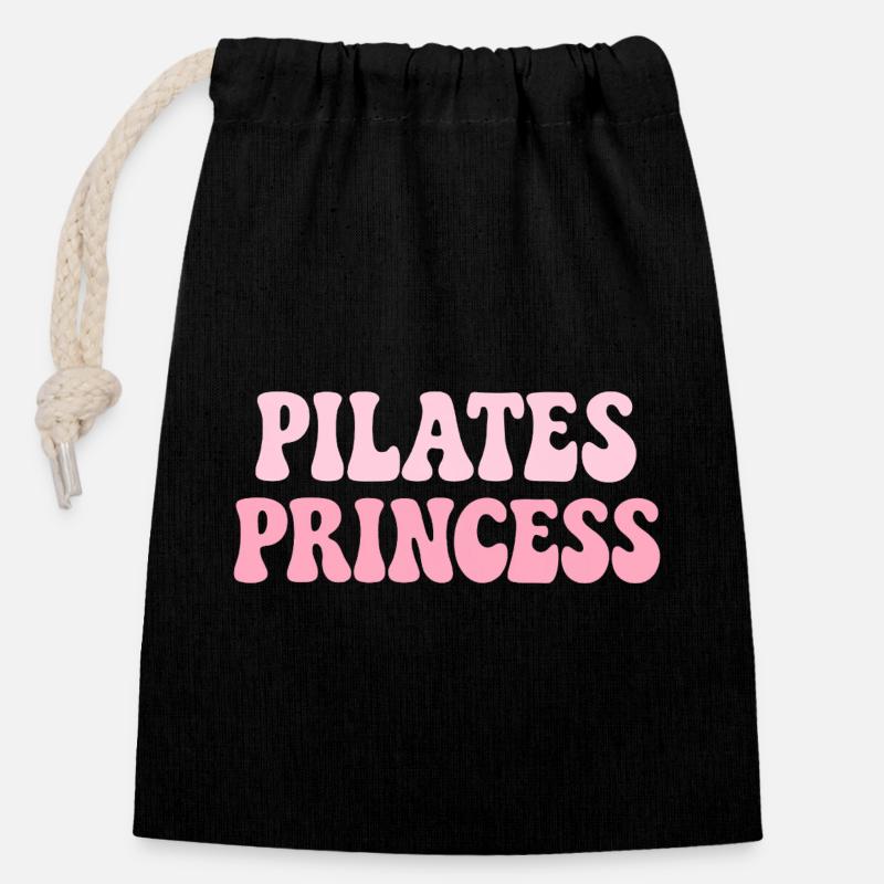 Pilates Princess - Verschließbarer Geschenkbeutel aus Baumwolle (14x20cm) - Schwarz