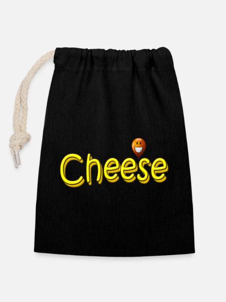 CHEESE - Verschließbarer Geschenkbeutel aus Baumwolle (14x20cm) - Schwarz