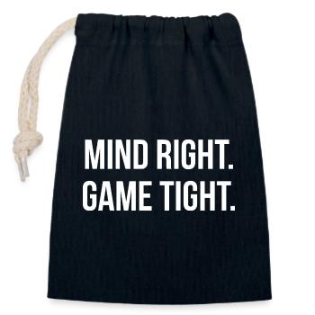 MIND RIGHT. GAME TIGHT. | Greyline Official - Closable cotton gift bag (14x20cm) - navy - Front
