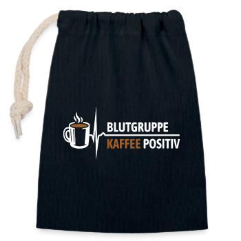 Blood type coffee positive - your pulse rises - Closable cotton gift bag (14x20cm) - navy - Front