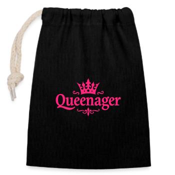 Queenager Krone für stolze junggebliebene Frauen - Sac cadeau en coton avec cordon (14 x 20 cm) - noir - Devant