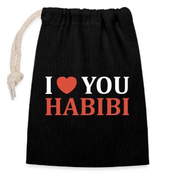 Ich liebe dich, Habibi. - Verschließbarer Geschenkbeutel aus Baumwolle (14x20cm) - Schwarz - Vorne