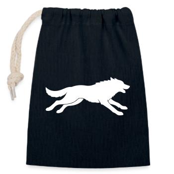 Wolf Silhouette - Verschließbarer Geschenkbeutel aus Baumwolle (14x20cm) - Navy - Vorne