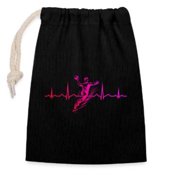 Handball Liebe zum Anziehen für Männer - Verschließbarer Geschenkbeutel aus Baumwolle (14x20cm) - Schwarz - Vorne