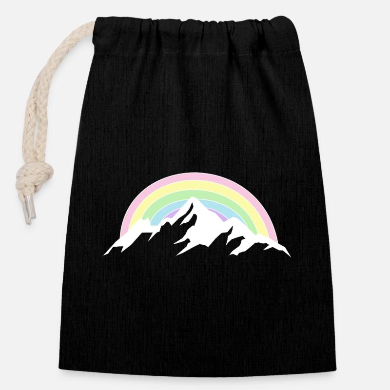 Berg Regenbogen Naturliebhaber - Verschließbarer Geschenkbeutel aus Baumwolle (14x20cm) - Schwarz