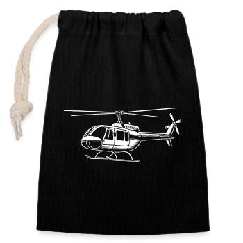 Hubschrauber Design für echte Helikopter Fans - Verschließbarer Geschenkbeutel aus Baumwolle (14x20cm) - Schwarz - Vorne