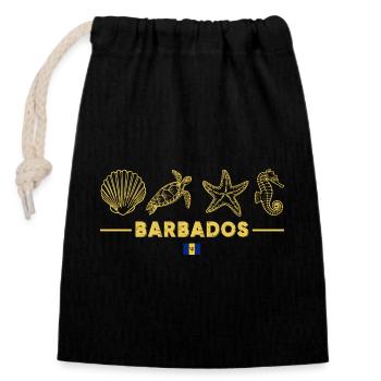 Barbados Strandmotive Gold - Verschließbarer Geschenkbeutel aus Baumwolle (14x20cm) - Schwarz - Vorne