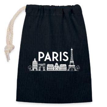 Silhouette Paris Ville Lumière - Sac cadeau en coton avec cordon (14 x 20 cm) - bleu marine - Devant
