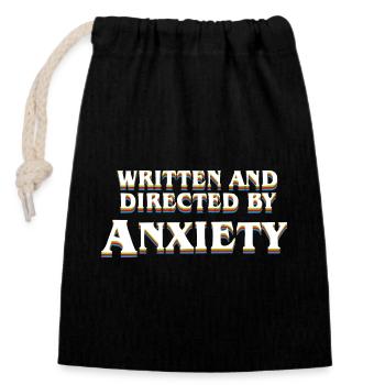 Anxiety Overthinker Geschrieben und inszeniert von Anxiet - Verschließbarer Geschenkbeutel aus Baumwolle (14x20cm) - Schwarz - Vorne
