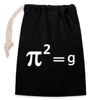 Jeu de mots sur la blague drôle de mathématiques - Pi blague pi au carré = g Mathématiques - Sac cadeau en coton avec cordon (14 x 20 cm) - noir - Devant