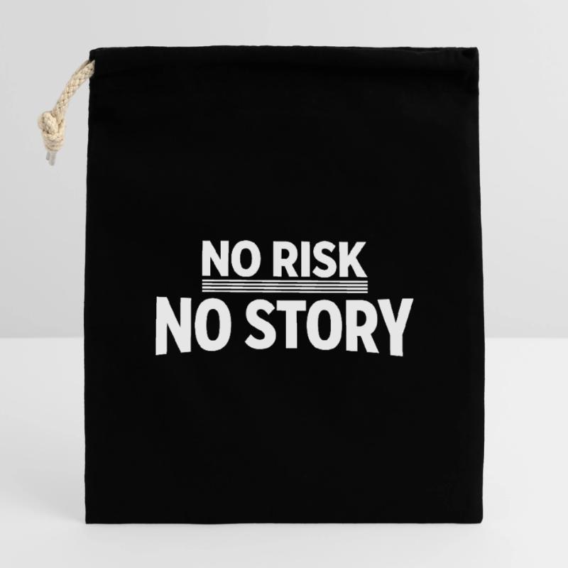 AUCUN RISQUE SANS HISTOIRE Déclaration d’aventure Sac cadeau en coton avec cordon (14 x 20 cm)