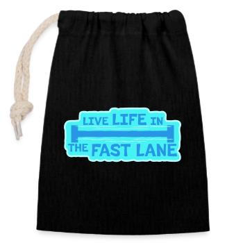 Life In The Fast Lane Float Funny Pool Saying - Closable cotton gift bag (14x20cm) - black - Front
