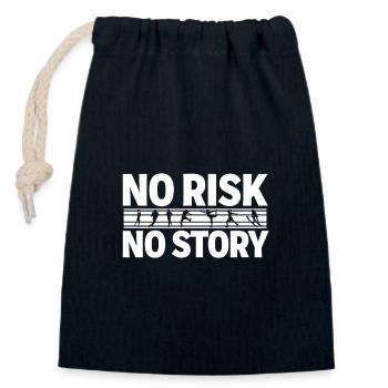 NO RISK NO STORY Sports Adventure Statement - Closable cotton gift bag (14x20cm) - navy - Front