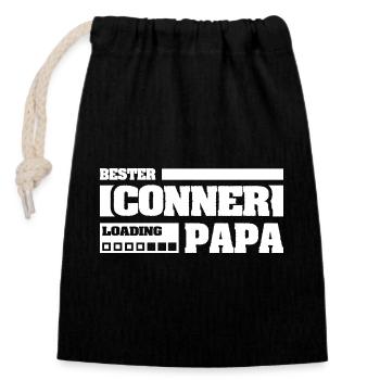 Naissance de Conner - Sac cadeau en coton avec cordon (14 x 20 cm) - noir - Devant