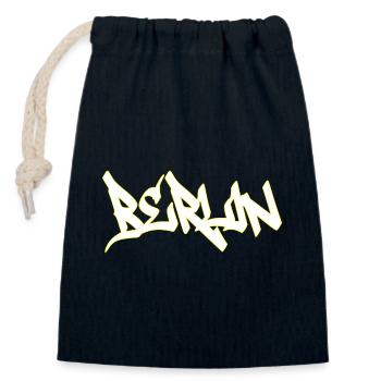 Lettrage marron graffiti de Berlin - Sac cadeau en coton avec cordon (14 x 20 cm) - bleu marine - Devant