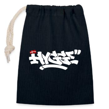 Hygge - Sac cadeau en coton avec cordon (14 x 20 cm) - bleu marine - Devant