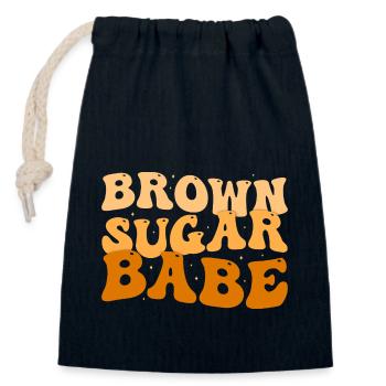 Brown Sugar Babe Proud Black Women Poppin' - Sac cadeau en coton avec cordon (14 x 20 cm) - bleu marine - Devant
