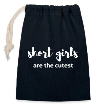 short girls are the cutest cute shirt gift idea - Closable cotton gift bag (14x20cm) - navy - Front