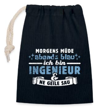 Morgens müde, abends blau - Ingenieur - Verschließbarer Geschenkbeutel aus Baumwolle (14x20cm) - Navy - Vorne