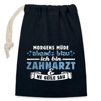 Morgens müde, abends blau - Zahnarzt - Verschließbarer Geschenkbeutel aus Baumwolle (14x20cm) - Navy - Vorne