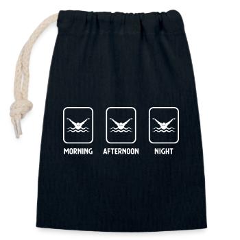 Morning, afternoon, evening and swim - (3) - Closable cotton gift bag (14x20cm) - navy - Front