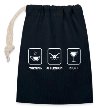 Morning, afternoon, night and swimming - - Closable cotton gift bag (14x20cm) - navy - Front